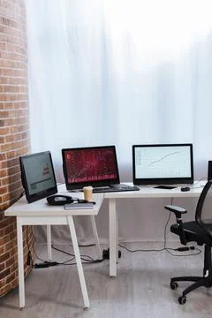 Computers finance charts monitors digital Stock Photos
