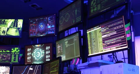 Computers at Hacker's office Stock Footage 260446962