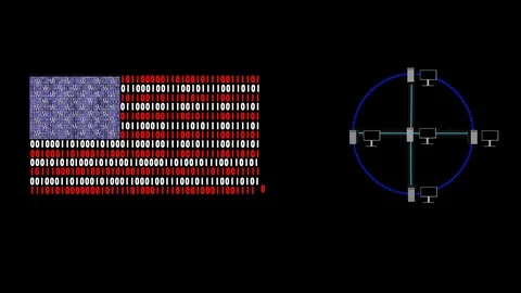 Computers Hacking Binary American Flag (Alpha) Stock Footage 79194631