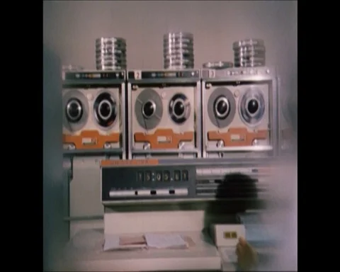 Computers helping to coordinate movement of freight trains, UK 1972 Stock Footage 133274193