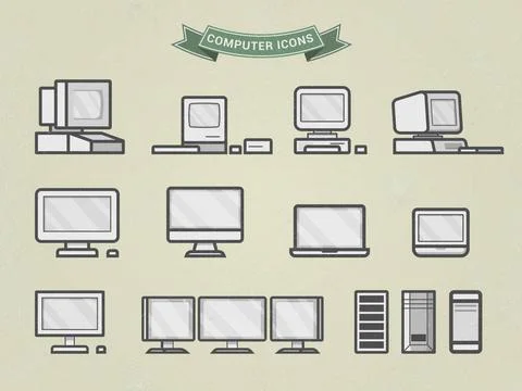 Computers Icons Vector flat line computers icons Copyright: xZoonar.com/Ro... Foto stock