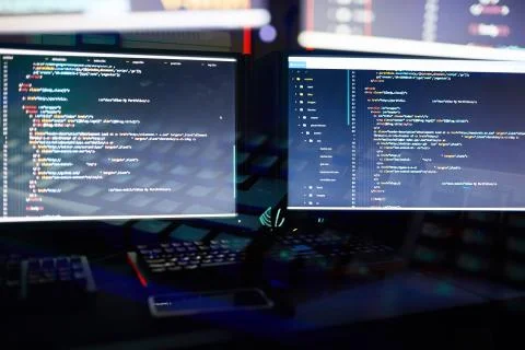 Computers installing the new program Stock Photos