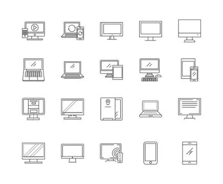 Computers line icons, signs, vector set, outline illustration concept Stock Illustration