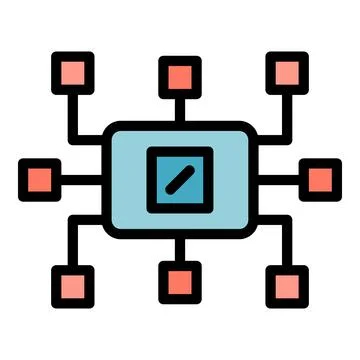 Computers on the local network icon color outline vector Stock Illustration