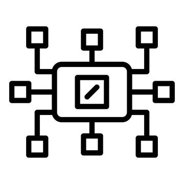 Computers on the local network icon, outline style Stock Illustration