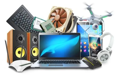 Computers, mobile devices and digital accessories logo Illustrazione stock