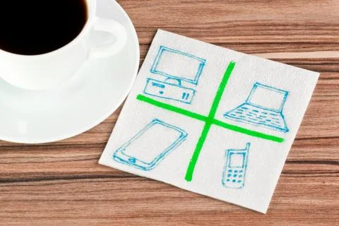 Computers on a napkin Stock Photos