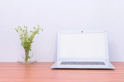Computers notebooks and books documents and stationery at your desk Stock Photos
