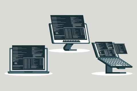 Computers with programming code Illustration