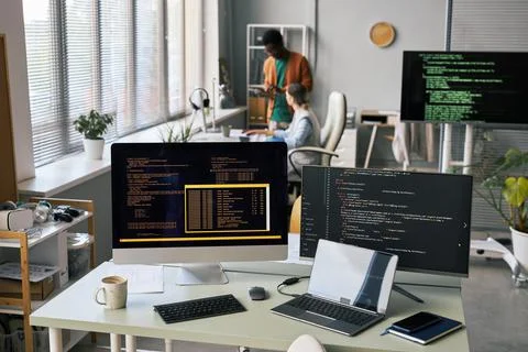 Computers with Programming COde Foto stock