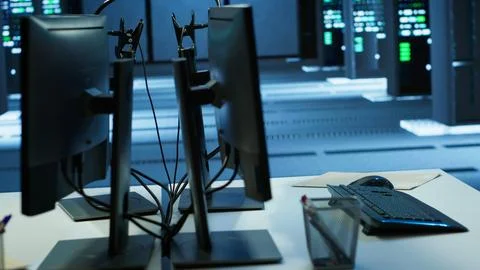 Computers in server farm used to ensure optimal performance 스톡 사진