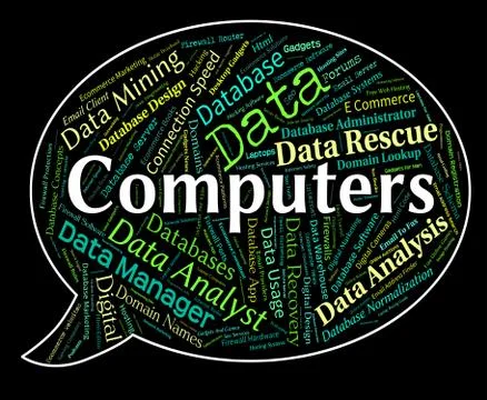 Computers Word Indicates Connection Digital And Technology Illustrazione stock