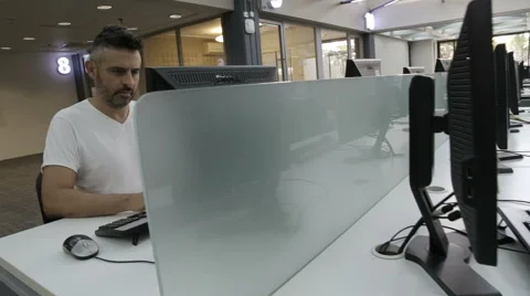 Computers workstations travelling shot Stock Footage 54943195