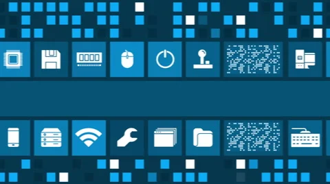 Computers,software and hardware concept animation with copy space.Seamless loop. Stock Footage 50070316