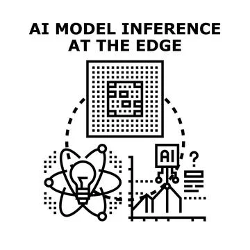 Computing ai model inference at the edge concept Stock Illustration