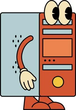 Computing and Data Processing Mascot Illustration Illustrazione stock