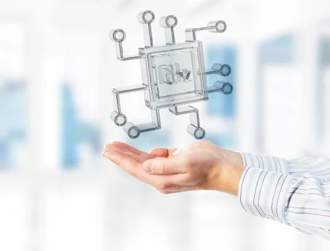 Computing and innovation concept with chip icon. Mixed media 写真素材