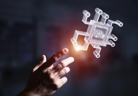 Computing and innovation concept with chip icon. Mixed media Foto stock