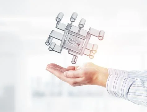 Computing and innovation concept with chip icon. Mixed media 스톡 사진