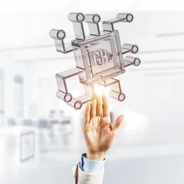 Computing and innovation concept with chip icon. Mixed media 写真素材