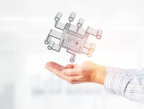 Computing and innovation concept with chip icon. Mixed media 写真素材