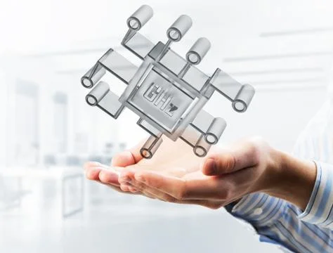 Computing and innovation concept with chip icon. Mixed media Stock Photos