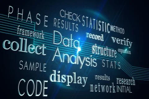 Computing buzzwords on black background Stock Illustration