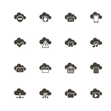 Computing Cloud - Flat Vector Icons Illustrazione stock