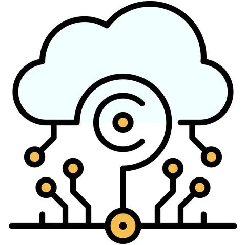 Computing cloud icon, Blockchain related vector illustration Stock Illustration
