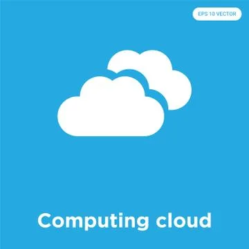Computing cloud icon isolated on blue background Free Stock Illustration