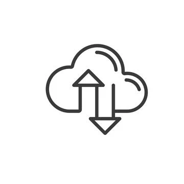 Computing cloud, icon in line design. Cloud, computing, technology, network Illustrazione stock
