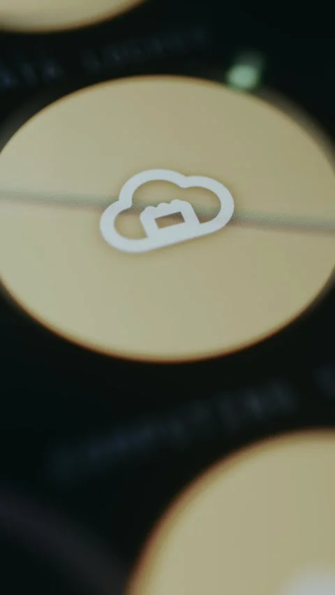 Computing Cloud icon represented by by a cloud silhouette containing a stylized Stock Footage 334935611