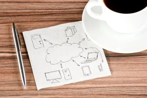 Computing cloud on a napkin Foto stock