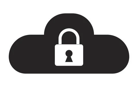 Computing cloud security black and white 2D line object 스톡 일러스트