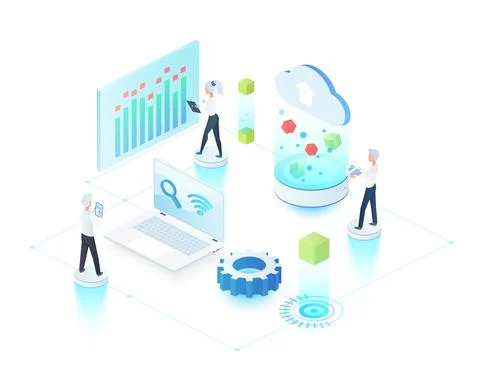 Computing cloud service delivered over internet network Stock Illustration