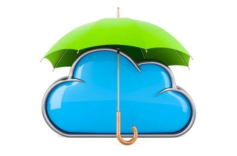 Computing cloud under umbrella, 3D rendering Computing cloud under umbrell... Stock Photos