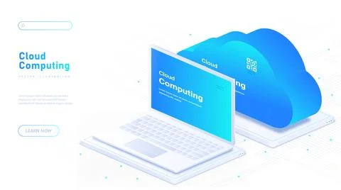 Computing cloud white poster vector Illustrazione stock