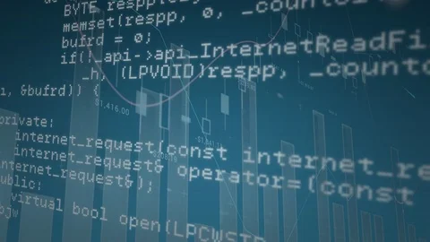 Computing coding text moving with data in background Video stock 112896487