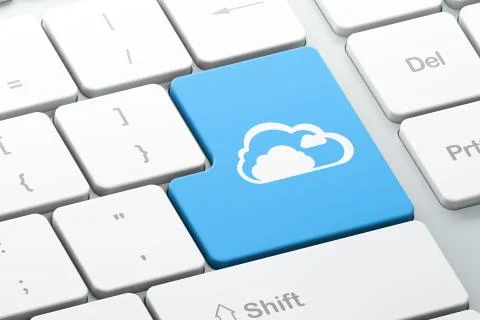 Computing concept: Cloud on computer keyboard background 스톡 일러스트