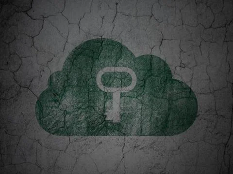 Computing concept: Cloud With Key on grunge wall background Stock Illustration