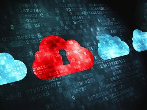 Computing concept: Cloud With Keyhole on digital background Illustrazione stock