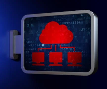 Computing concept: Cloud Network on billboard background Stock Illustration