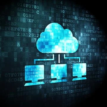 Computing concept: Cloud Network on digital background 스톡 일러스트