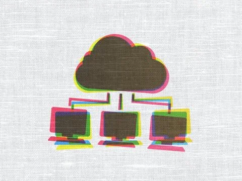 Computing concept: Cloud Network on fabric background イラスト素材