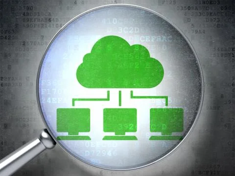 Computing concept: Cloud Network with optical glass on digital background 库存插图