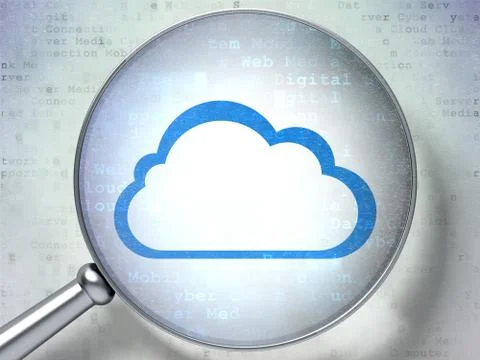 Computing concept: Cloud with optical glass on digital background イラスト素材