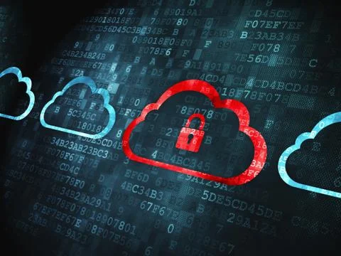 Computing concept: Cloud With Padlock on digital background Illustrazione stock