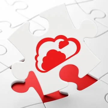 Computing concept: Cloud on puzzle background Illustrazione stock