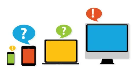 Computing Concept on Different Electronic Devices. Vector Illust Stock Illustration