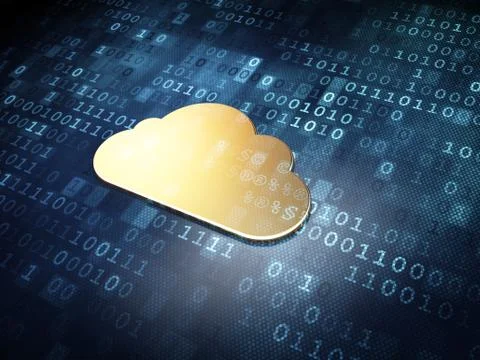 Computing concept: Golden Cloud on digital background Illustrazione stock